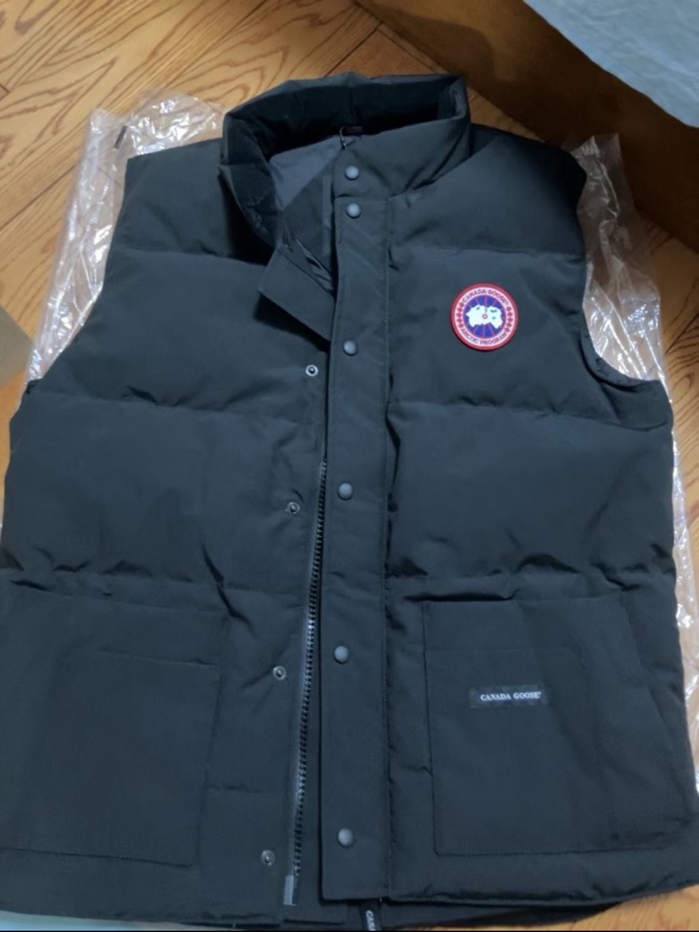 Canada Goose Black Men's Insulated Down Vest with Logo Patch